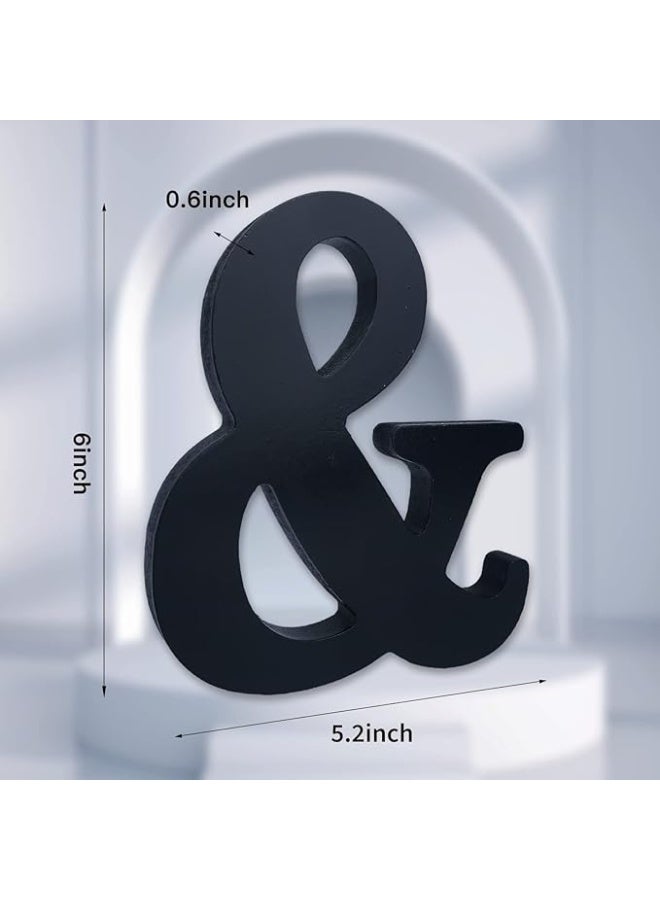 MIRFA Wooden Free Standing Decorative Letter Slices - Black - 6inches (&) - Image 2